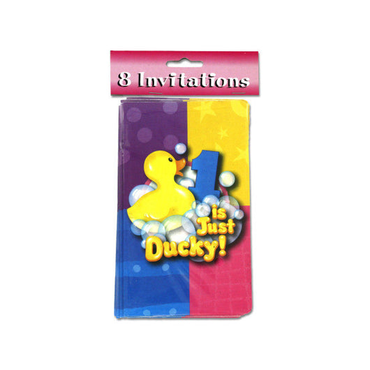 1 Is Just Ducky Birthday Party Invitations