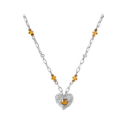 Silver Heart Necklace With Glass Beads