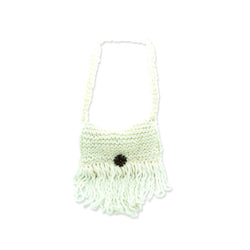 Cream Colored Hand Knit Shoulder Bag