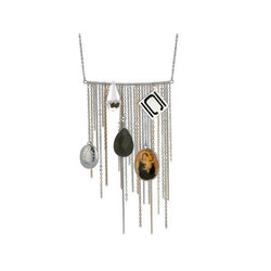 Authentic Nikki Chu Silver Tone Opera Length Tassle Necklace