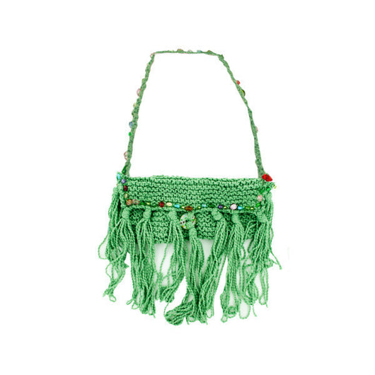 Hand Knit Bag With Colored Bead Lining
