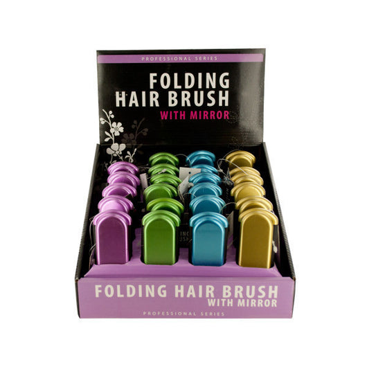 Folding Hairbrush With Mirror Countertop Display