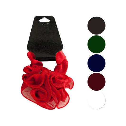 Satiny Chiffon Scrunchi With Double Twisted Ruffle Accent