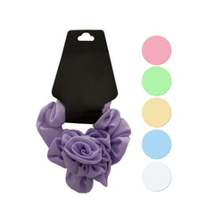 Pastel Hair Twister With Ruffle Rose Accent