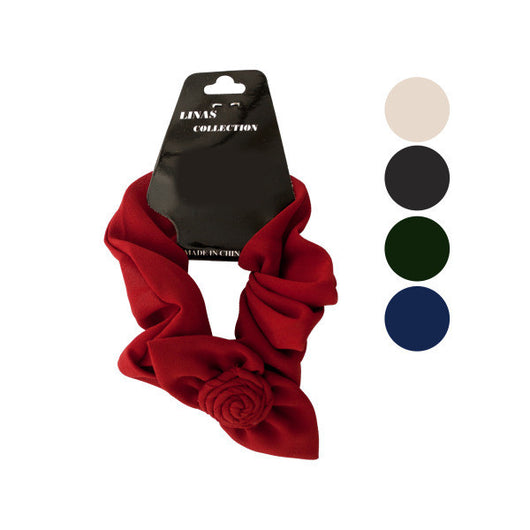 Chiffon Scrunchi With Twisted Ruffle Bow Accent