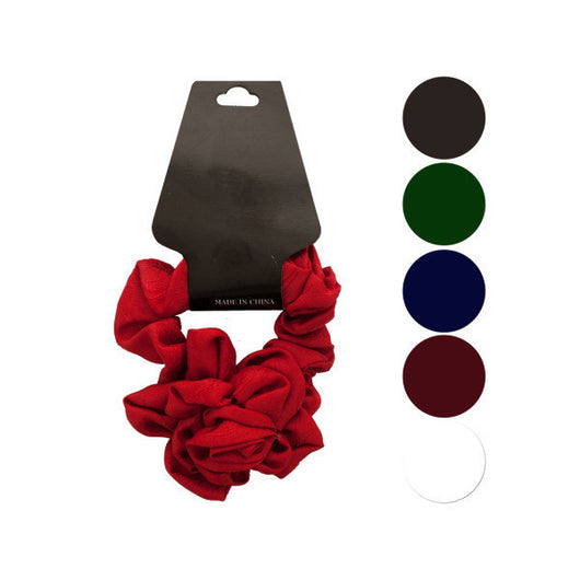 Silky Mini Hair Scrunchi With Ruffle Rose Accent
