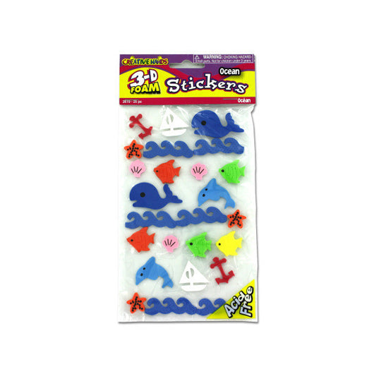 Ocean Foam And 3-D Stickers, Pack Of 25