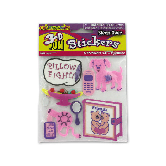 3-D Sleep Over Theme Stickers