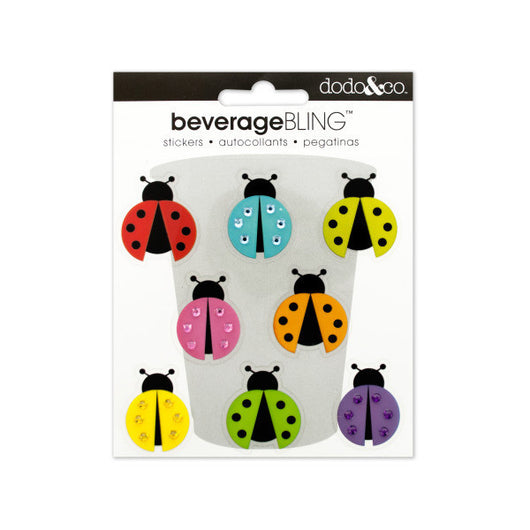 Ladybugs Beverage Bling Stickers