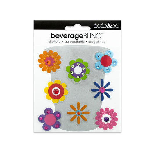 Flowers Beverage Bling Stickers