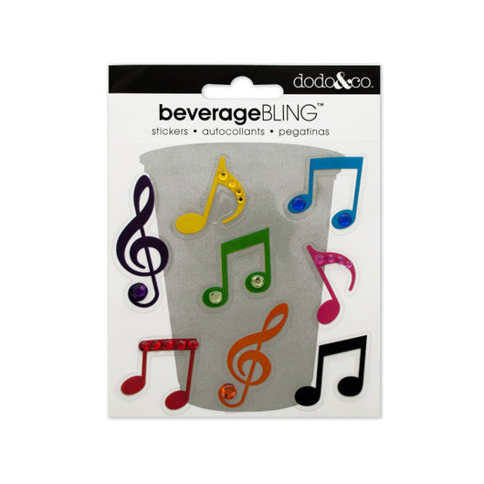 Musical Note Beverage Bling Stickers