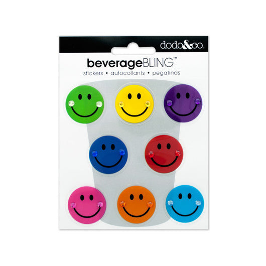 Happy Faces Beverage Bling Stickers