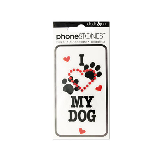 I Love My Dog Phone Stones Stickers