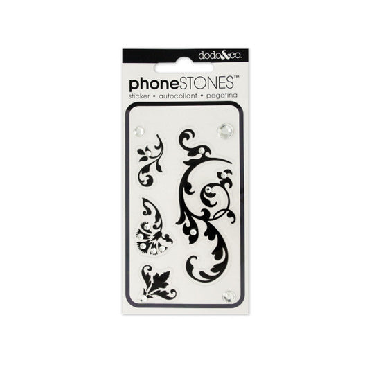 Black Flourish Phone Stones Stickers