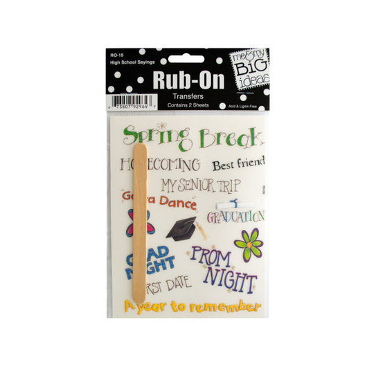 High School Sayings Rub-On Transfers