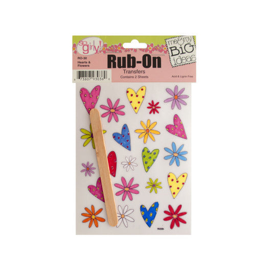 Hearts And Flowers Rub-On Transfers