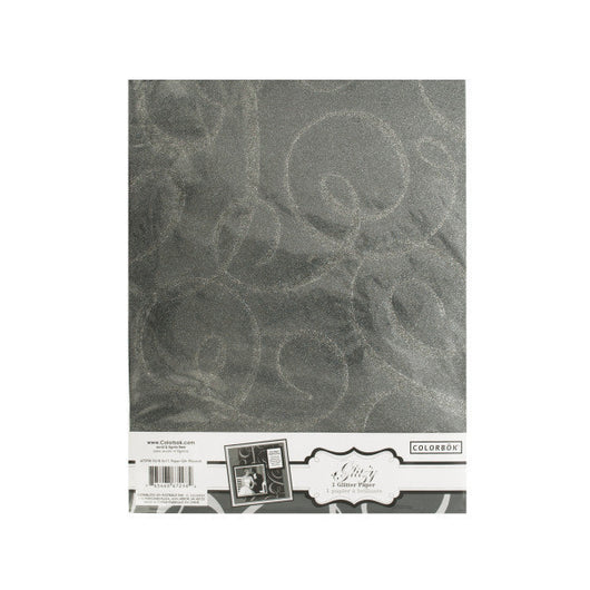 Silver Flourish Glitter Paper