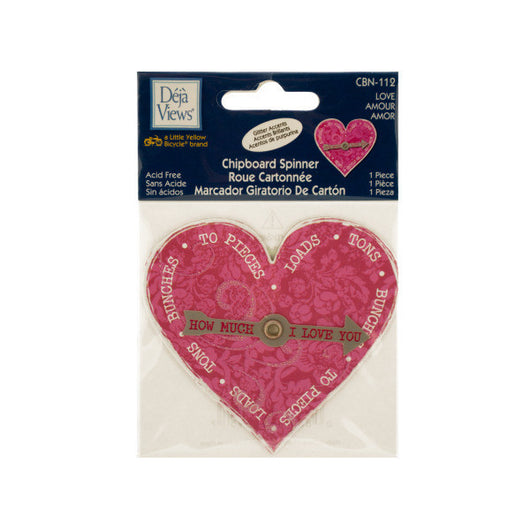 Love Chipboard Spinner Sticker With Glitter Accents