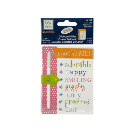 Baby Girl Chipboard Slider With Glitter Accents