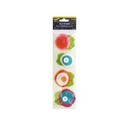 Flowers Layered Felt Stickers With Button Accents