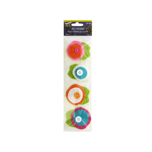Flowers Layered Felt Stickers With Button Accents