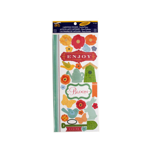 Enjoy Spring Cardstock Stickers With Glitter And Embossed Accents