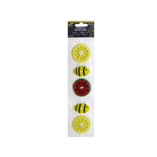 Fruit And Bees Layered Felt Ribbon Sliders