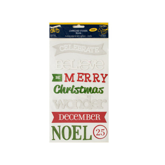 Christmas Words Chipboard Stickers With Debossed Accents