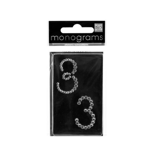 Bling Number 3 Rhinestone Monograms Stickers