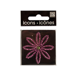 Bling Rhinestone Pink Flower Icon Sticker