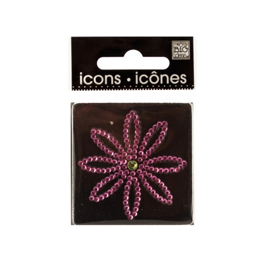 Bling Rhinestone Pink Flower Icon Sticker
