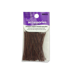 Antique Copper Head And Eye Pins, Pack Of 75