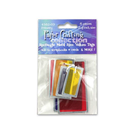Metal Rim Vellum Tags, Rectangle Shapes