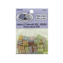 Sparkle Diamond Rectangle Beads, Pack Of 50