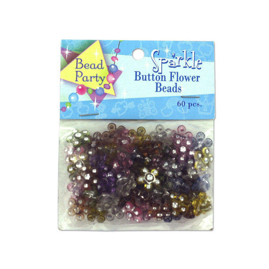 Sparkle Button Flower Beads, Pack Of 60