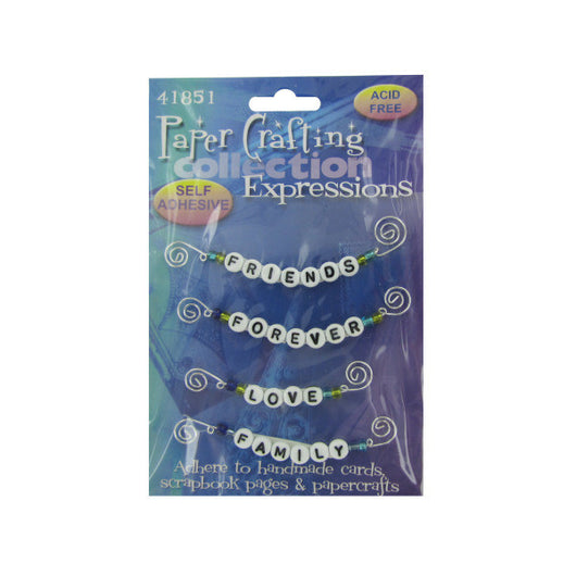 Self-Adhesive Bead Mesages, Friends, Pack Of 4