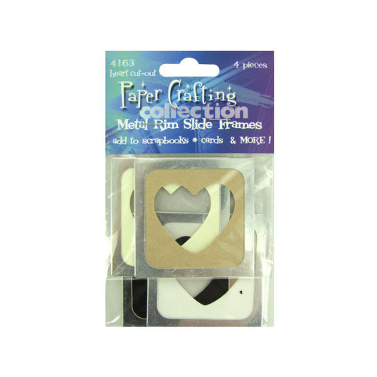 Metal Rim Heart Cut-Out Slide Frames, Pack Of 4