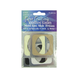 4 Pc Metal Rim Oval Cutout Slide Frames
