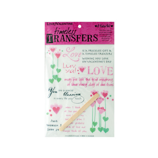 Love Valentine Words/Images Rub On Transfer Sheet