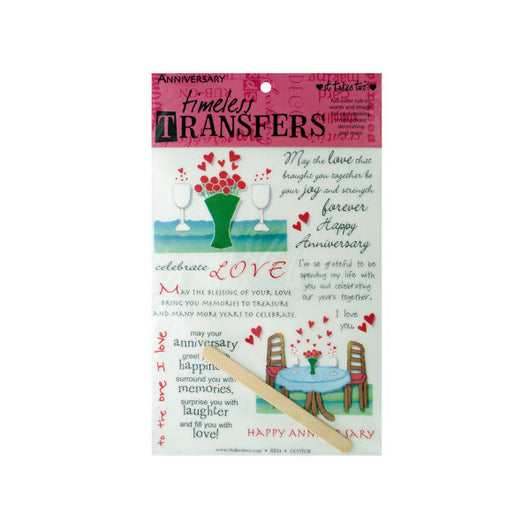 Anniversary Words/Images Rub On Transfer Sheet
