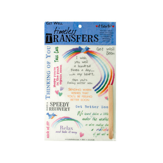 Get Well Words/Images Rub On Transfer Sheet