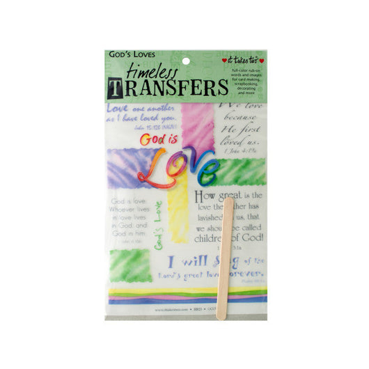 God Loves Words/Images Rub On Transfer Sheet