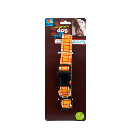 Adjustable Dog Collar With Plaid Design
