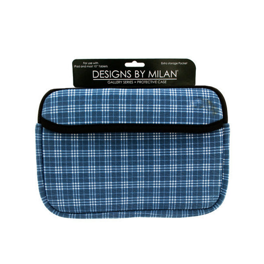 Protective Tablet Case With Blue Plaid Design
