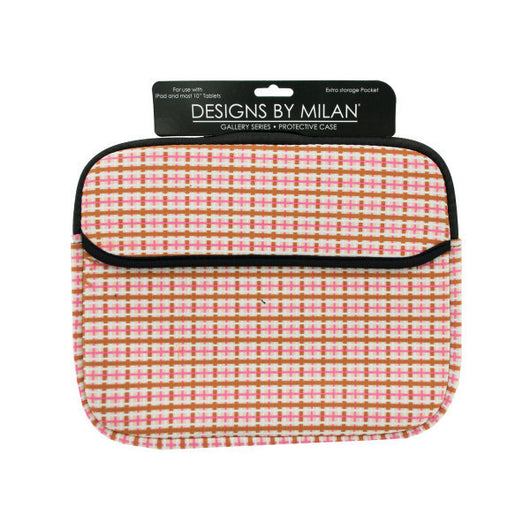 Protective Tablet Case With Pink & Brown Plaid Design