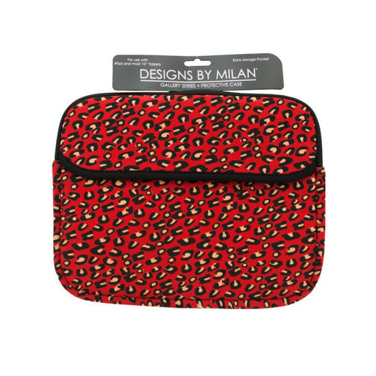 Protective Tablet Case With Red Leopard Print Design