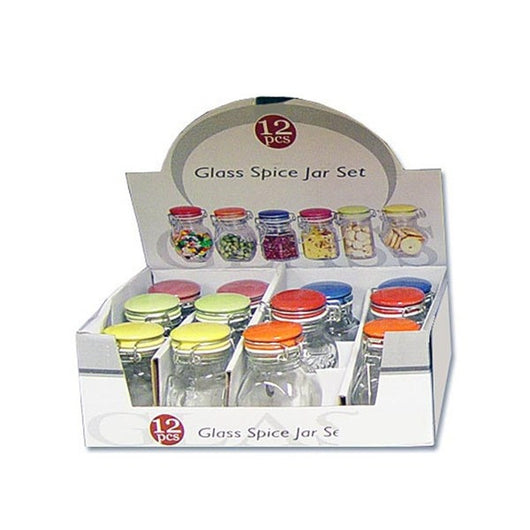 Spice Jar Set With Colored Locking Lids