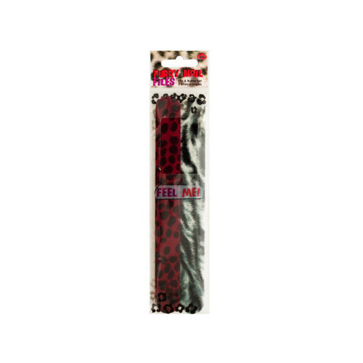 Red Furry Animal Print Nail File & Buffer Set