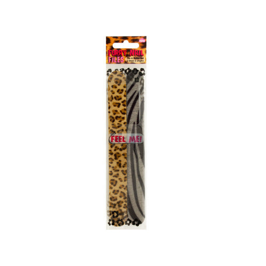 Brown Furry Animal Print Nail File & Buffer Set