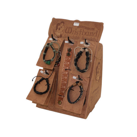Genuine Leather Adjustable Bracelets Countertop Display